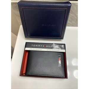 Tommy Hilfiger Men's Leather Credit Card Wallet Billfold Black NS New